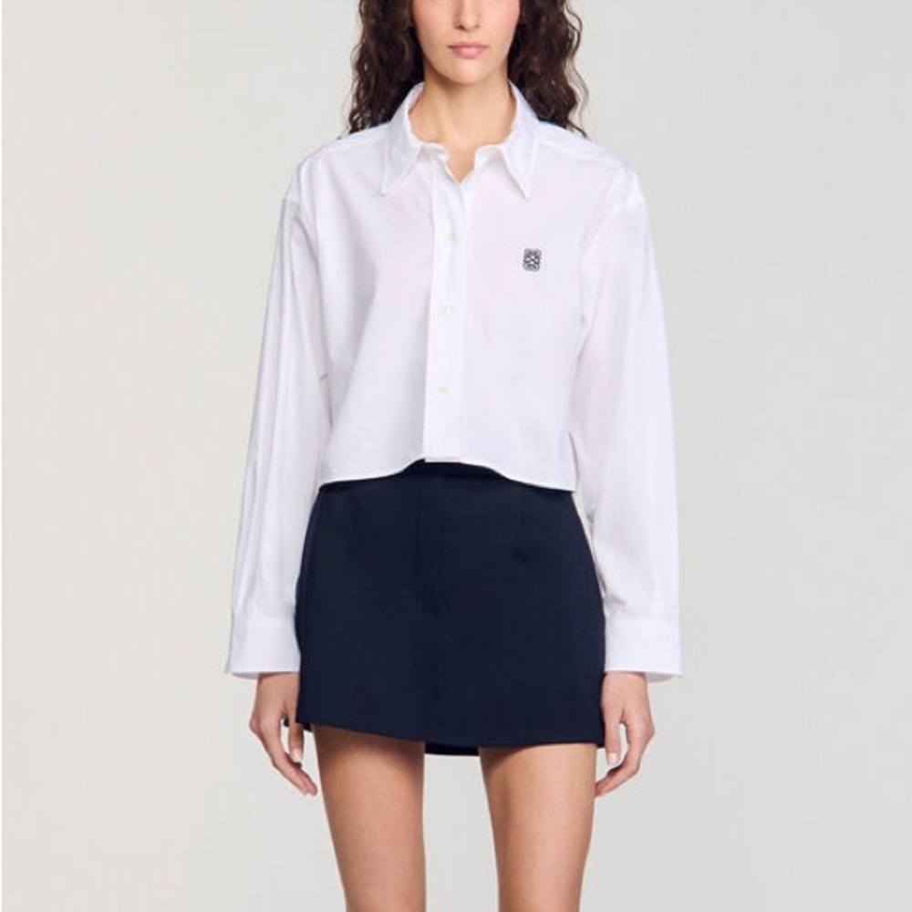 Sandro Cropped Poplin Shirt